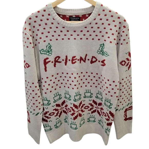 Friends Unisex Crewneck Knit Sweater TV Series Snowflakes Coffee Mugs Men’s M - Picture 4 of 17